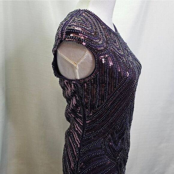 Purple Sequin Fringe Flapper Style Dress Size Small - Picture 7 of 12